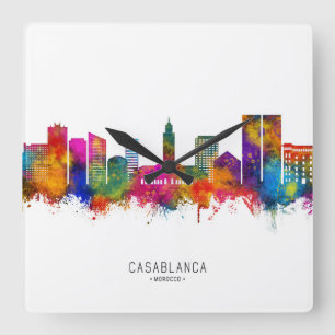 Relógio Quadrado Casablanca Marrocos Skyline