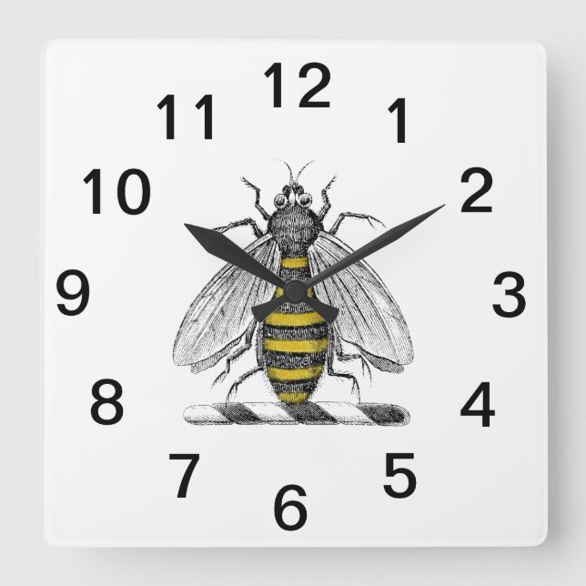 Relógio Quadrado Casaco de Abelhas Herádicas de Pré-Disquete Emblem (Frente)