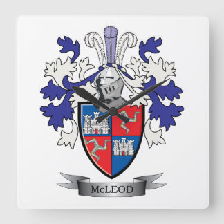 Relógio Quadrado Casaco de armas da McLeod Family Crest