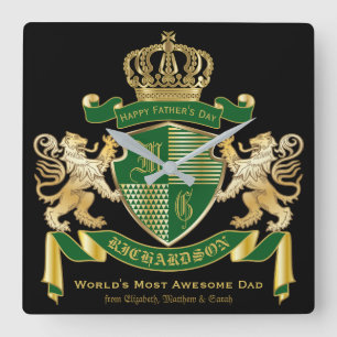 Relógio Quadrado Casaco de Monograma do Emblema da Coroa de Leão Do