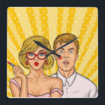 Relógio Quadrado Casal Pop<br><div class="desc">Casal Casado com Pop</div>