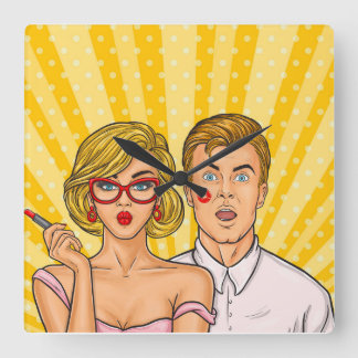 Relógio Quadrado Casal Pop
