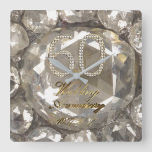 Relógio Quadrado Casamento de Diamante de 60 anos 2017 Elegante