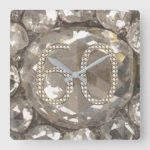Relógio Quadrado Casamento de Diamante de 60 anos 2017 Elegante