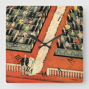 Relógio Quadrado Casamento vintage, Art Deco Bride e Groom Recentem