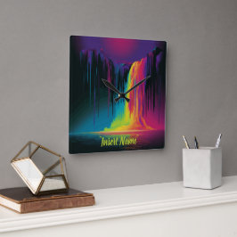 Relógio Quadrado Cascata mágica, serenidade cativante