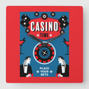 Relógio Quadrado Casino Gambling Poker Roulette