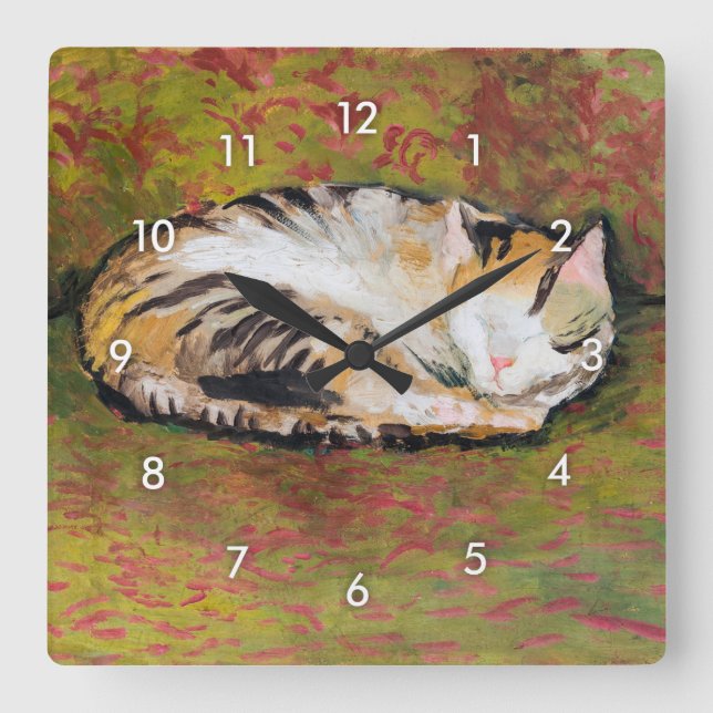 Relógio Quadrado Cat, Agosto Macke Square Wall Clock (Frente)