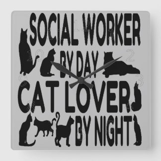 Relógio Quadrado Cat Lover Social Worker