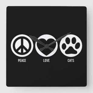 Relógio Quadrado Cats de Paz
