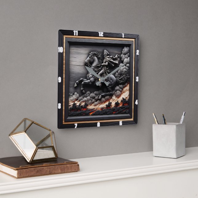 Relógio Quadrado Cavalaria Napoleônica Rushing (Escritório)