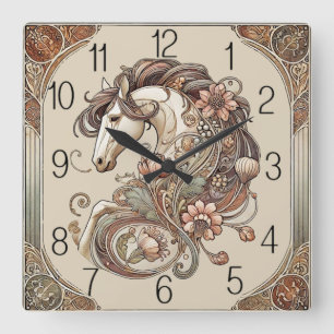 Relógio Quadrado Cavalo Art Déco