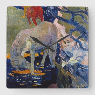Relógio Quadrado Cavalo Branco de Paul Gauguin, Arte Fina Antiga