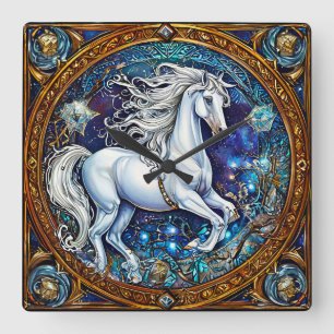 Relógio Quadrado Cavalo de Conto de Fadas