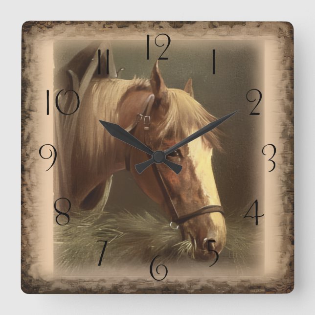 Relógio Quadrado Cavalo de Trabalho (Frente)