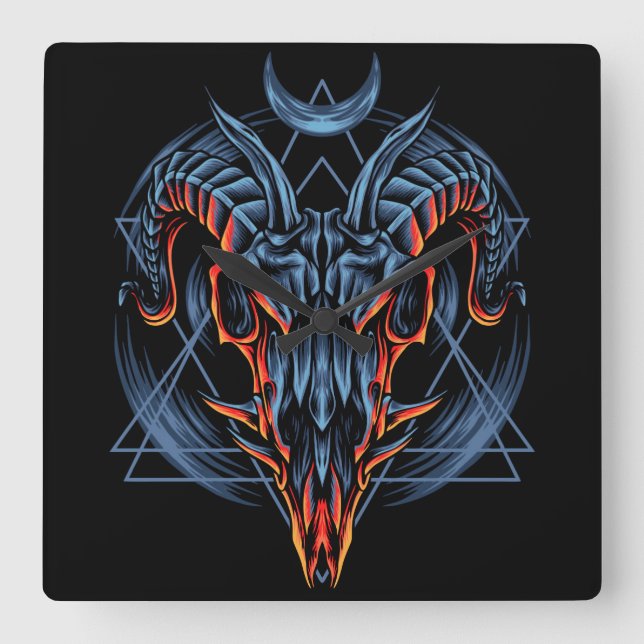 Relógio Quadrado Caveira de Cabra (Frente)