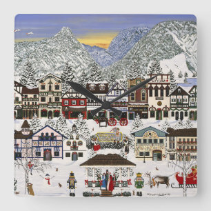 Relógio Quadrado Celebração dos Feriados em Leavenworth