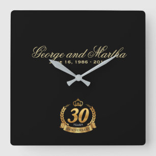 Relógio Quadrado Celebrando o 30. Personalizável.