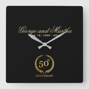 Relógio Quadrado Celebrando o 50º aniversário. Personalizável.