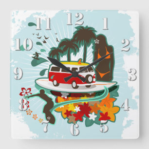 Relógio Quadrado Cena de praia tropical