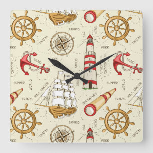 Relógio Quadrado Cena do Oceano