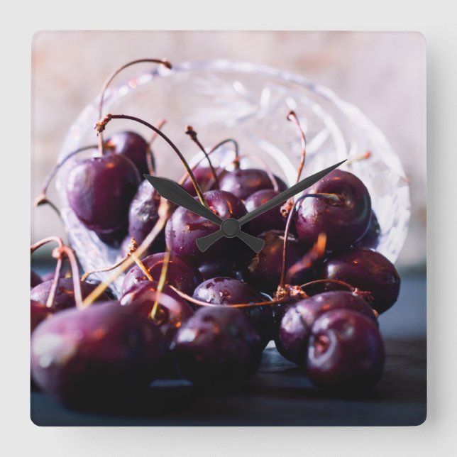 Relógio Quadrado Cerejas (Frente)