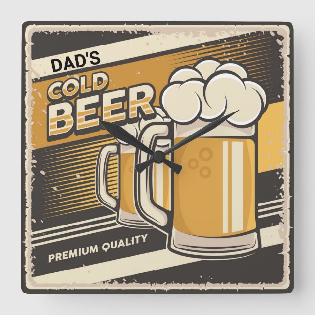 Relógio Quadrado Cerveja de pai Clássica (Frente)