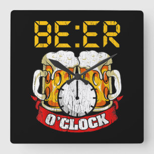 Relógio Quadrado Cerveja O.clock Engraçado Bebendo Humor Adulto