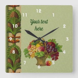 Relógio Quadrado Cesta de Fruta de Arte Vintage Personalizada
