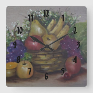 Relógio Quadrado cesta de frutas