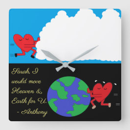 Relógio Quadrado Céu e Terra em movimento: