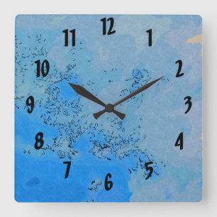 Relógio Quadrado Céu Pastel Azul Profundo