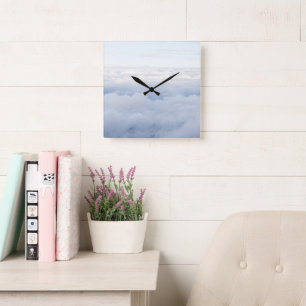 Relógio Quadrado Céu Pastel e Sonho de Nuvens Macias 1