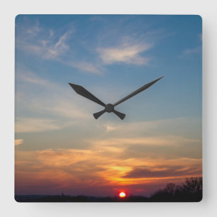 Relógio Quadrado Céu sunset de inverno