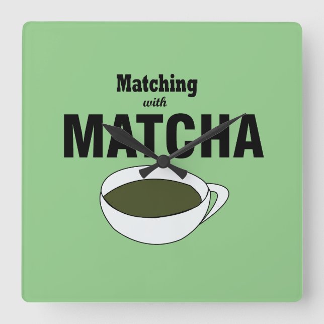 Relógio Quadrado Chá Verde Matcha (Frente)