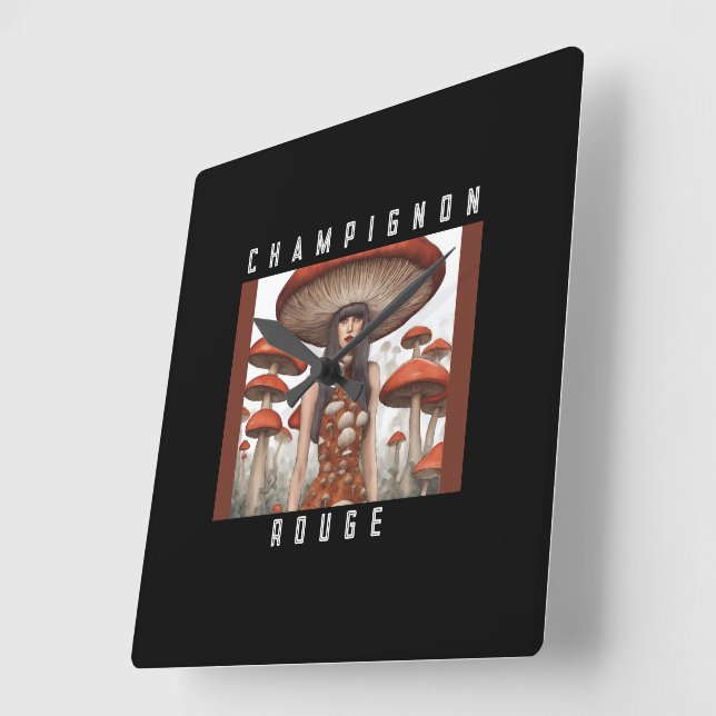 Relógio Quadrado Champignon Rouge (Ângulo)