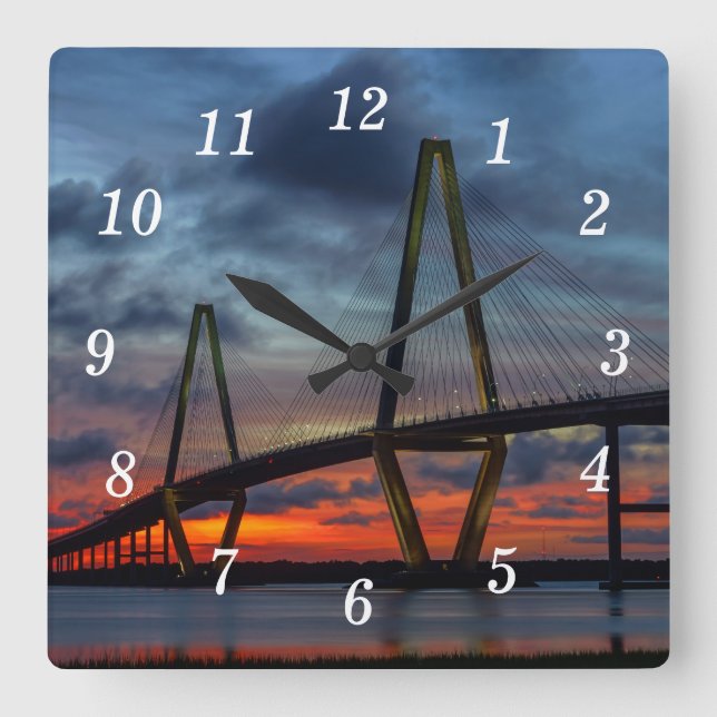 Relógio Quadrado Charleston Fire Like Sunset Wall Clock (Frente)