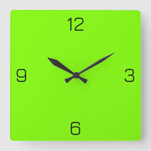 Relógio Quadrado Chartreuse (Neon Green) 7FFF00 Color - Opção de No