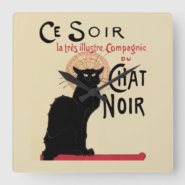 Relógio Quadrado Chat Noir~Black Cat (Frente)