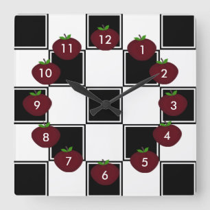 Relógio Quadrado Checkered preto: Pulso de disparo de parede de