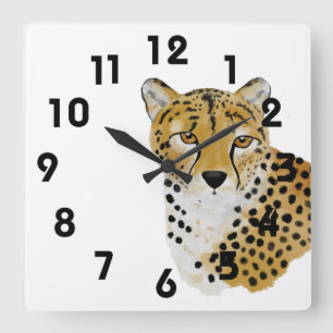 Relógio Quadrado Cheetah Wall Clock