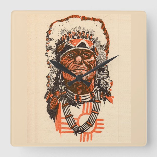 Relógio Quadrado Chefe 1955 indiano de Billy a história em (Frente)