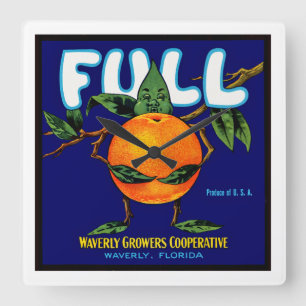 Relógio Quadrado Cheio - Etiqueta de Taxa Laranja