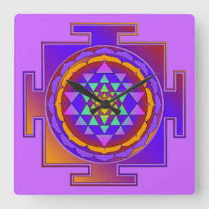 Relógio Quadrado CHEIO SRI YANTRA colorido + suas ideias