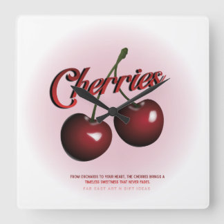 Relógio Quadrado Cherries Wall Clock 