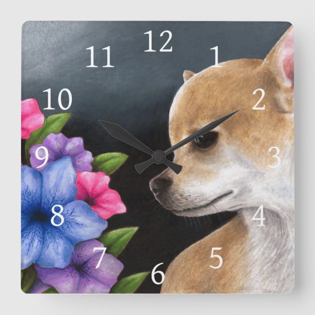 Relógio Quadrado Chihuahua do cão 77 (Frente)