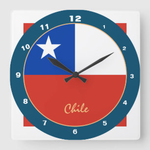 Relógio Quadrado Chile moderno, Trendent Chilean Flag Home / design