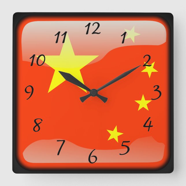 Relógio Quadrado Chinês lustrado (Frente)