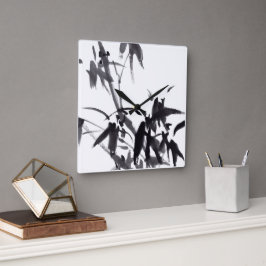 Relógio Quadrado Chinesische Kunst mit Bambusmotiv