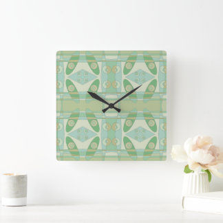 Relógio Quadrado Chintz Boêmio Oliva Verde Novo